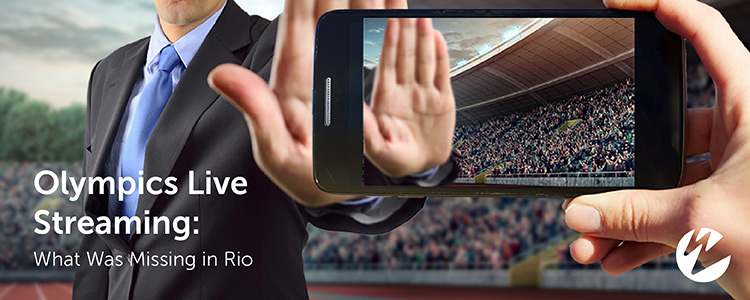 Olympics official holding up hand to ban live mobile streaming