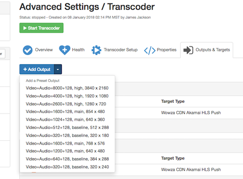 Wowza Streaming Cloud Add Output