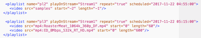 SMIL file stream playlist