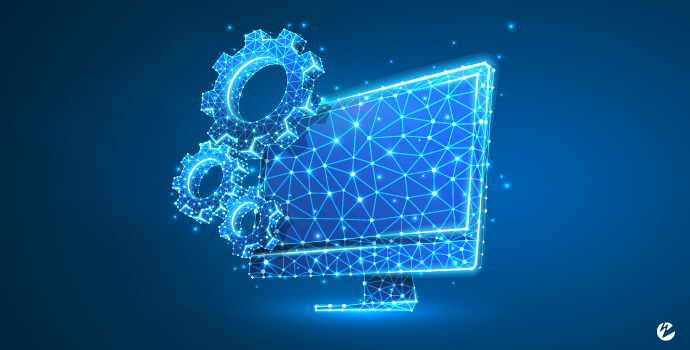 computer monitor with settings cogs