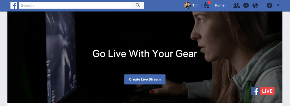 Facebook Live Home Page
