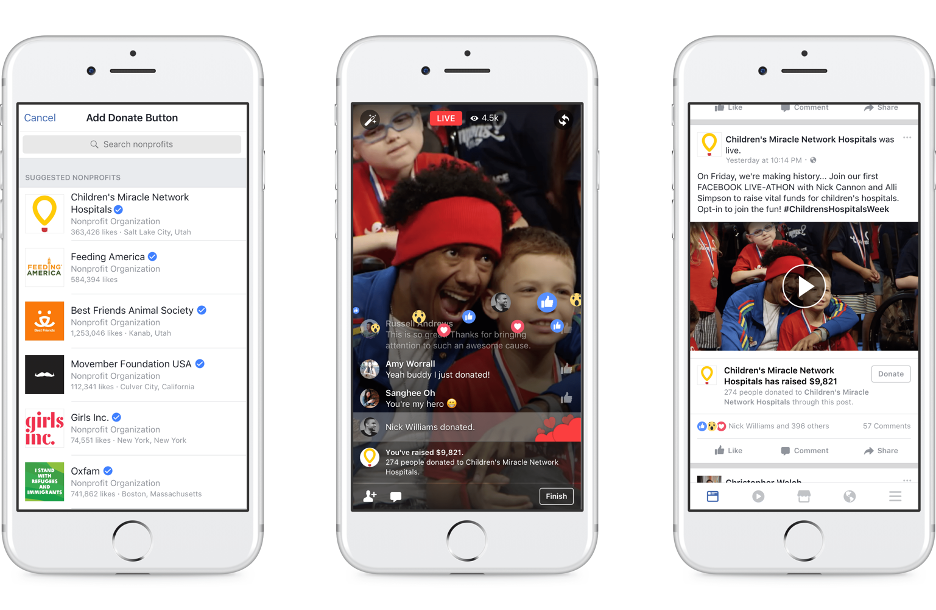 Donate buttons now available on live videos using Facebook Live Producer