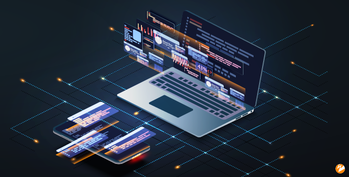 Laptop in space graphic