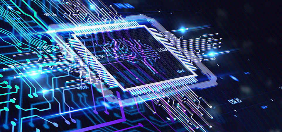 Computer chip with image of a brain on it to represent artificial intelligence.