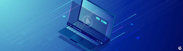 An image of a laptop with streaming content playing on a media player displayed on the screen.