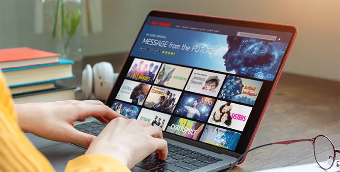 vod streaming on a laptop