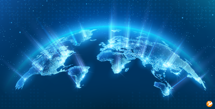Graphic depicting lights glowing on the world