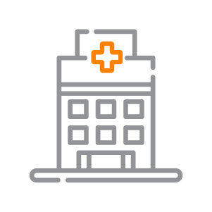 An icon depicting a hospital building.
