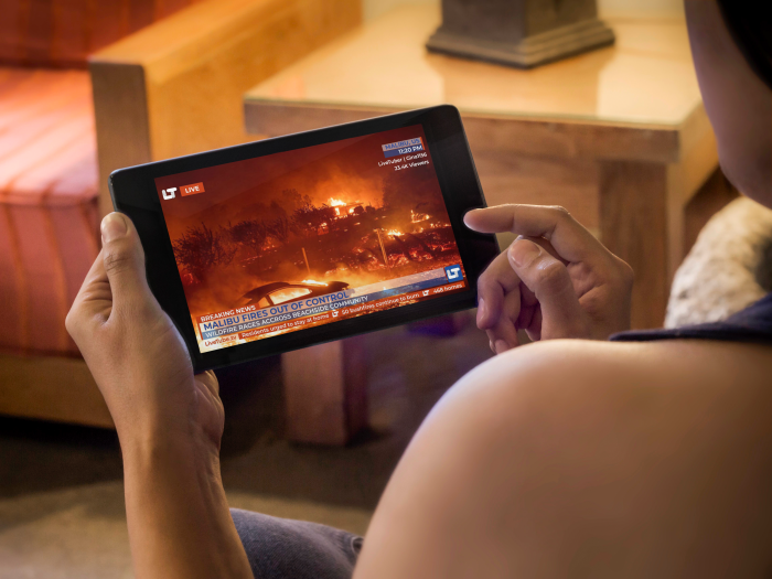 Watching LiveTube news stream on tablet