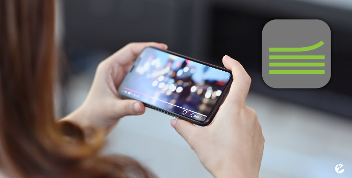 Live video stream on a smartphone screen and Softvelum logo