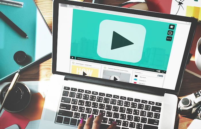 Video player on a laptop screen