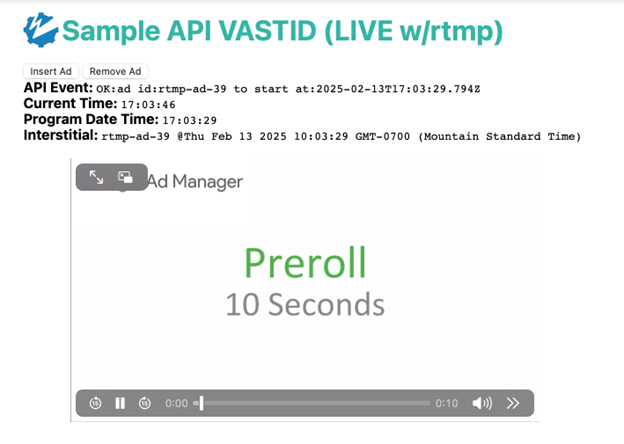 Screenshot API VASTID In Ad